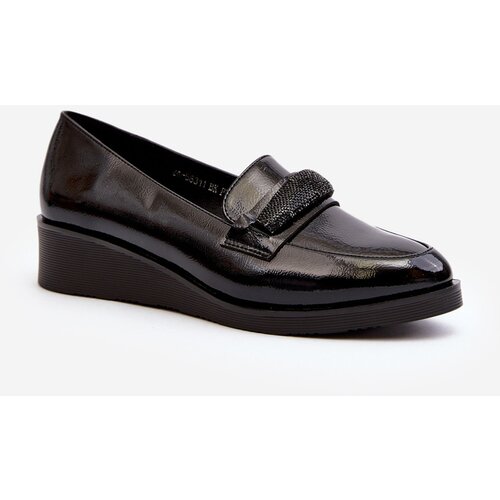 VINCEZA Women's Black Patent Loafer Shoes Polike Cijene