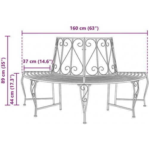  Klupa pod drvetom 4-Broj sjedala 160 x 80 x 89 cm Čelik Slike
