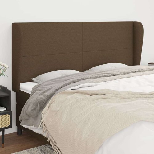 Vzglavje z u&amp;scaron;esi temno rjavo 183x23x118/128 cm blago, (20932552) Slike