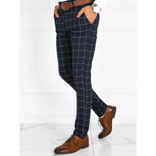 DStreet UX3674 navy blue checked chino trousers Cene
