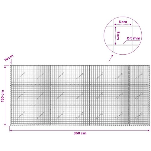  Gabion s 5 mm žicom i mrežom 5x5 cm 350x10x150 cm Slike