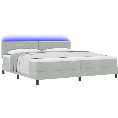 vidaXL Okvir kreveta s madracem i LED svjetlom svijetlosiva 200x200 cm baršun Cijene