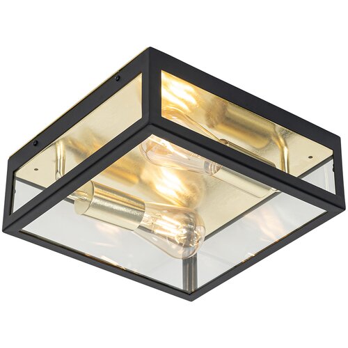 QAZQA Industrijska zunanja stropna svetilka črna z zlatom 2-light - Rotterdam Cene