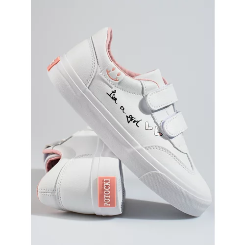 W. POTOCKI Velcro sports shoes for girls Potocki white