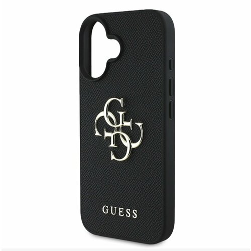 Guess PU Grained 4G Metal Logo Zadn&amp;iacute; Kryt pro iPhone 16 Black Ovitek za telefon Vijolična Slike