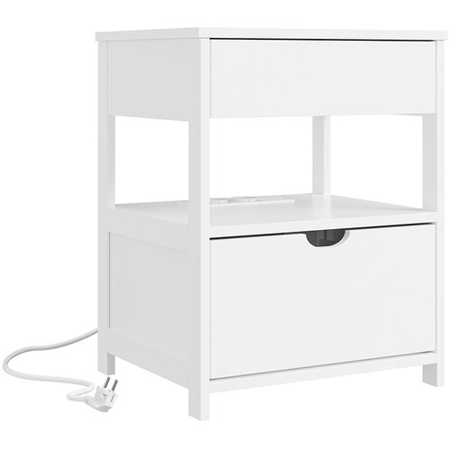 SoBuy Nočna omarica s predali Bela 45x38x55.5cm FRG258-II-E-W, (5000243401) Cene