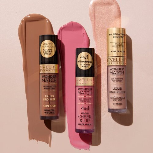 Eveline Cosmetics Wonder Match 4in1 Cheek &amp;amp; Lip tekoče rdečilo za ustnice in lica odtenek 5 4.5 ml Slike
