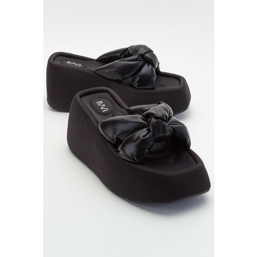 LuviShoes Regno Women's Black Wedge Heels Slippers Slike