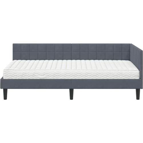  Kutni krevetni okvir s madracem 2 kom. Tamnosiva 100 x 200 cm Slike