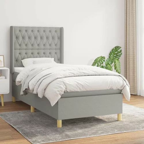 Box spring postelja z vzmetnico svetlo siva 90x190 cm blago, (20790545)