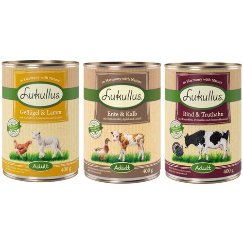 Lukullus brezžitni poskusni paket - 6 x 400 g (pločevinke) Slike