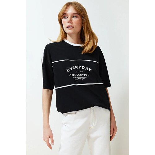 TRENDYOLMILLA Ženska majica TWOSS24TS00132, Crna Cene