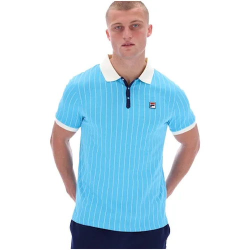 Fila BB1 Classic Striped Polo Shirt Cyan Blue Plava