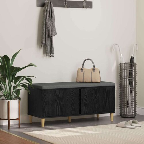  Klupa za hodnik s jastukom s vratima Crni hrast 60 x 38 x 46 cm Cene