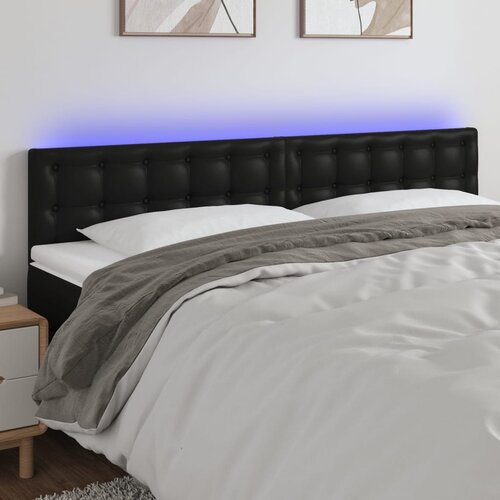 The Living Store led posteljno vzglavje črno 180x5x78/88 cm umetno usnje - led vzglavje, (21418359) Slike