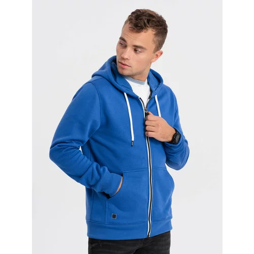 Ombre BASIC men's unbuttoned hooded sweatshirt - blue