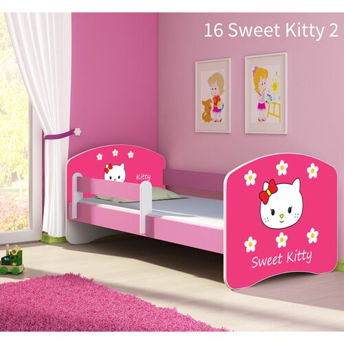  Dječji krevet ACMA s motivom, bočna roza 140x70 cm 16 Sweet Kitty 2 Cene