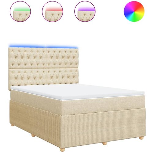 vidaXL Box spring postelja z vzmetnico krem 160x200 cm blago, (21305259) Cene