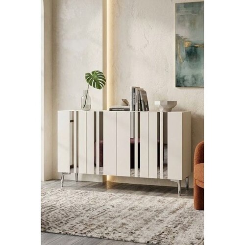 Hanah home komoda Mia 120, 120 cm, bela / srebrna Cene