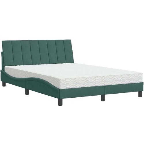 VidaXL Krevet s madracem tamnozeleni 140x200 cm bar&amp;scaron;unasti Slike