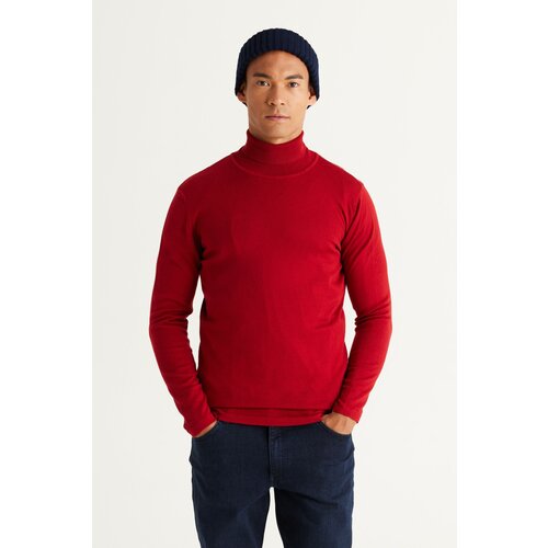 ALTINYILDIZ CLASSICS Men's Red Standard Fit Normal Cut Full Turtleneck Knitwear Sweater. Slike