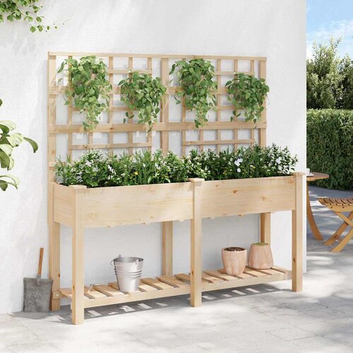  Vrtna saksija Bež 161 x 46 x 152,5 cm Čvrsto drvo jele Slike