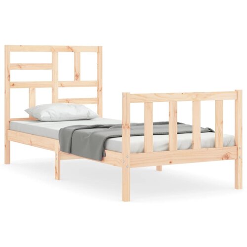 Maison Chic Posteljni okvir - Enojna postelja - Postelja za odrasle 75x190 cm z vzglavjem trden les-J16485, (21771655) Cene