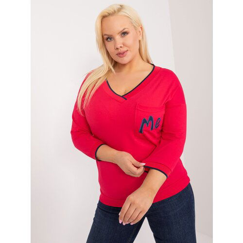 Fashion Hunters Red plus size blouse with 3/4 sleeves Slike