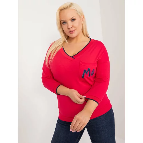 Fashion Hunters Red plus size blouse with 3/4 sleeves