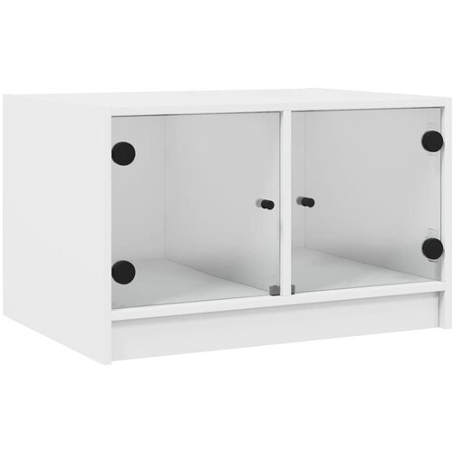 Maison Chic Klubska mizica - kavna mizica - Nizka mizica s steklenimi vrati bela 68x50x42 cm, (21753338) Slike