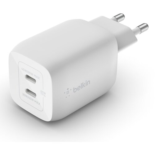 Belkin BOOST Charger 2xUSB-C 65W Charg.PD 3.0 PPS wt. WCH013vfWH Slike