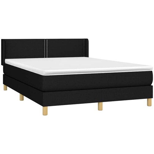  Krevet s oprugama i madracem crni 140 x 190 cm od tkanine Slike