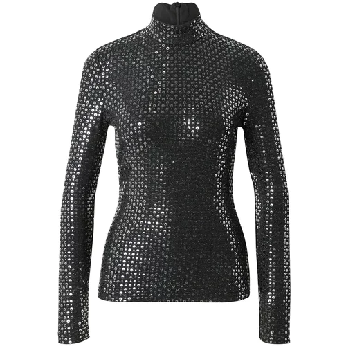 Karl Lagerfeld Majica 'Sequin Evening' črna / srebrna