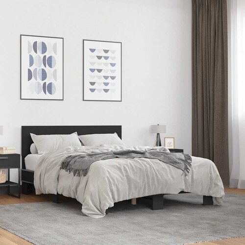  Okvir za krevet crni 120x190 cm konstruirano drvo i metal Cijene