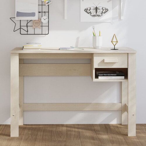VidaXL Pisalna miza medeno rjava 110x40x75 cm trdna borovina Slike