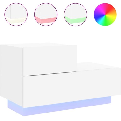  Noćni ormarić s LED svjetlima bijeli 70 x 36 x 40,5 cm Slike