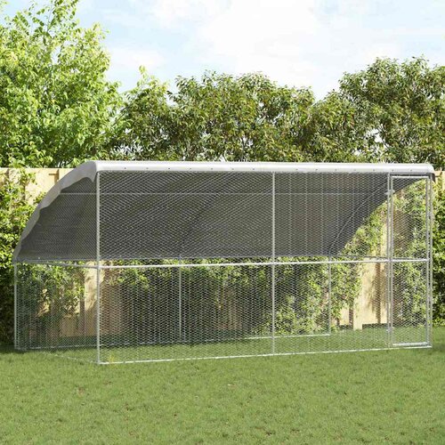 vidaXL Kletka za pi&scaron;čance srebrna 400 x 200 x 198.5 cm Cinkana jeklena Cene