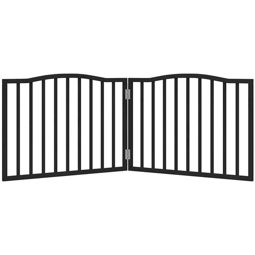 VidaXL Vrata za pse s 2 panela sklopiva crna 160 cm od drva topole Slike