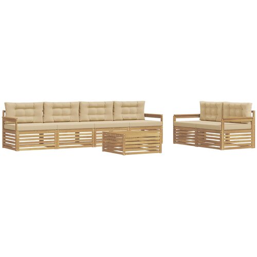  Set vanjskih sofa 7 kom. Bijela i bež Poliester 79 x 79 x 37 cm Slike