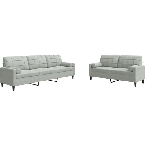 Maison Chic Sedežna garnitura - kavč 2-delna z blazinami svetlo siv žamet, (21729233) Cene