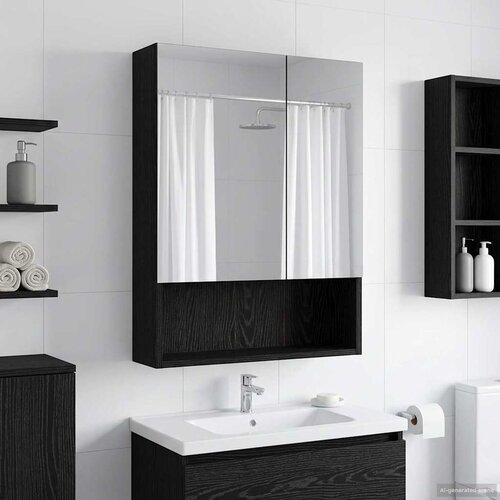  Kupaonski ormar s ogledalom Crni hrast 50 x 14,5 x 70 cm Cijene