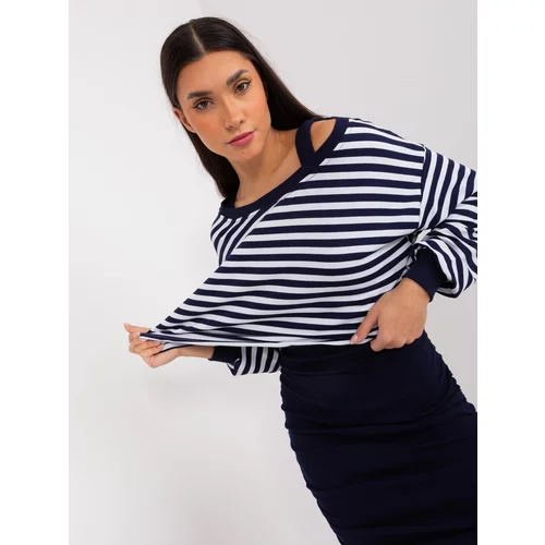 Fashion Hunters Navy blue and white base set with striped dress