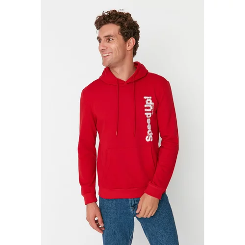 Trendyol Red Men Regular Fit Hoodie Sweatshirt