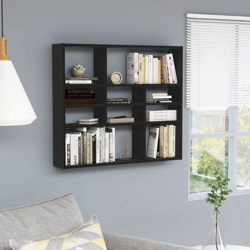 vidaXL zidna polica crna 90 x 16 x 78 cm od iverice Cijene