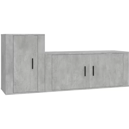 vidaXL Komplet TV omaric 2-delni betonsko siv inženirski les, (20732760)