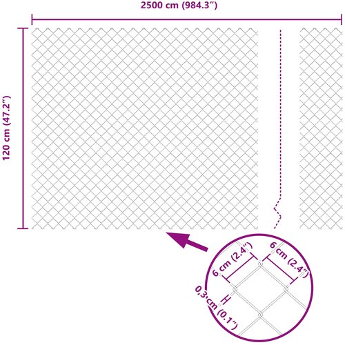 Ograda od lančane veze 25 x 1,2 m Čelik Siva Slike