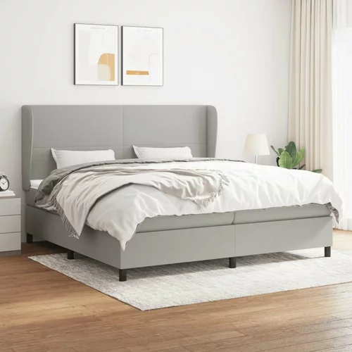  Box spring postelja z vzmetnico svetlo siva 200x200 cm blago, (20761112)