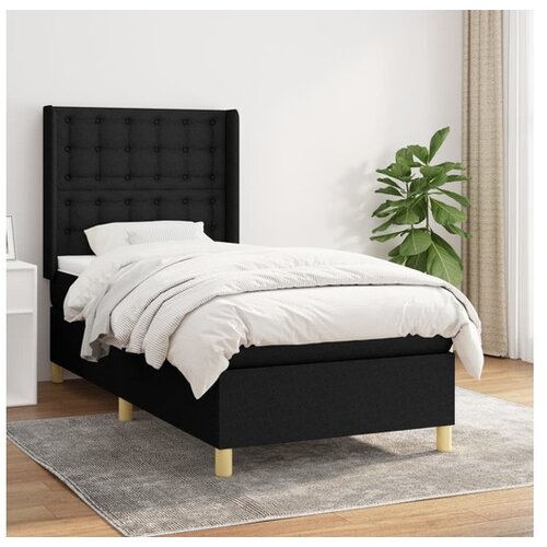  Box spring krevet s madracem crni 90x190 cm od tkanine Cijene