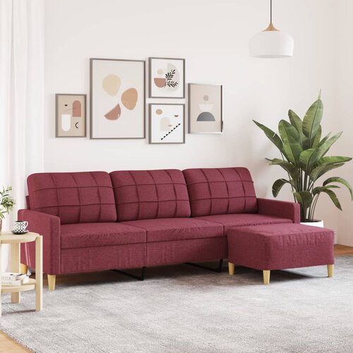  Trosjed s tabureom crvena boja vina 210 cm od tkanine Cijene