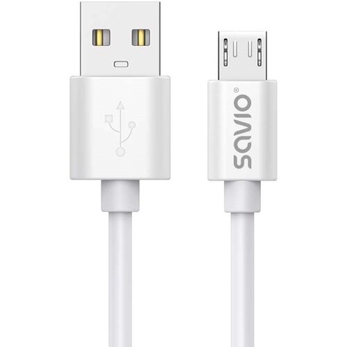 Savio USB cable 3 m USB 2.0, USB A - Micro USB White CL-167 Slike